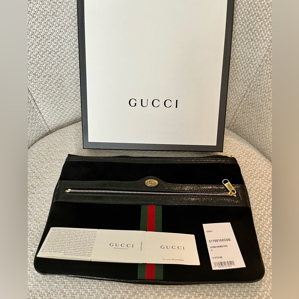 Gucci Ophidia suede clutch
